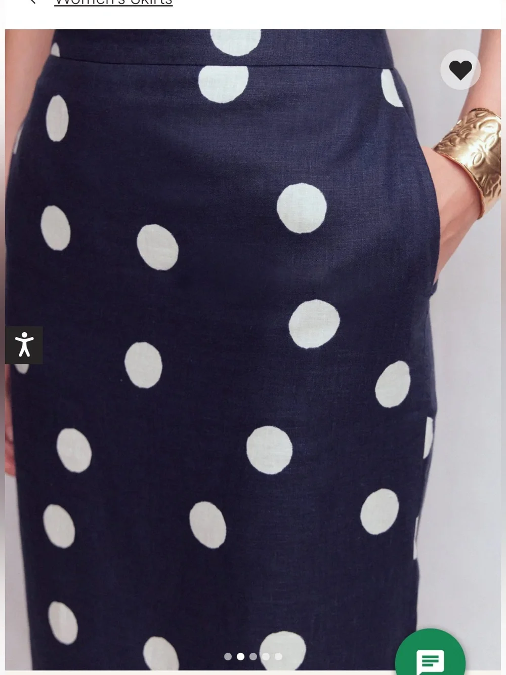 Longline Column Skirt French Navy, Ivory Spot